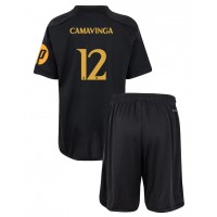 Real Madrid Eduardo Camavinga #12 Replika babykläder Tredjeställ Barn 2023-24 Kortärmad (+ korta byxor)